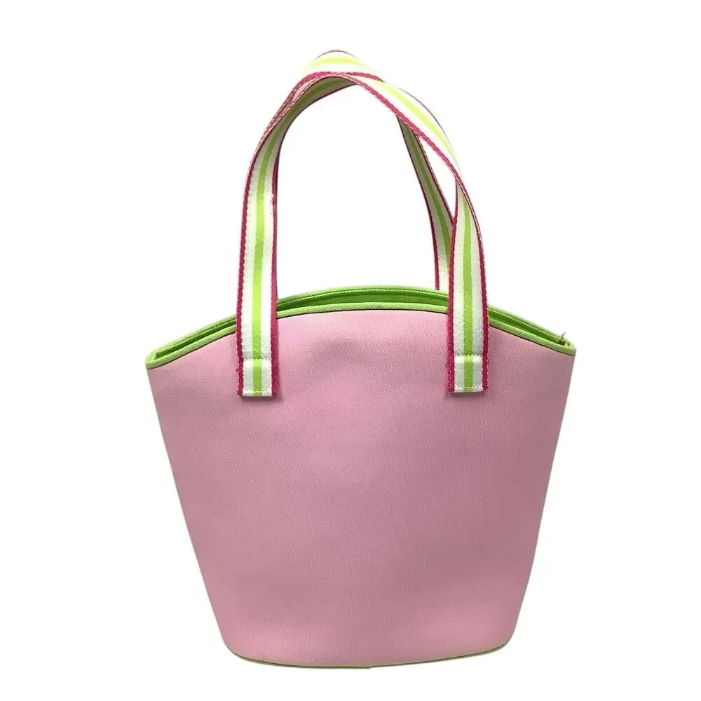 Vintage Lilly Pulitzer Pink Green Beach Tennis Handbag Tote Shoulder Bag Purse